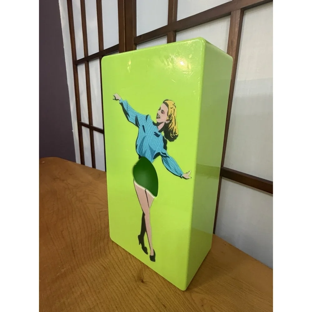 Spextrum Tissue Box Flying Skirt Green Funky Eclectic Wall Mount